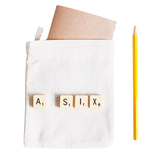 Cotton Calico drawstring bags used for eco-friendly packaging. Available in different sizes & colours. A6 bag