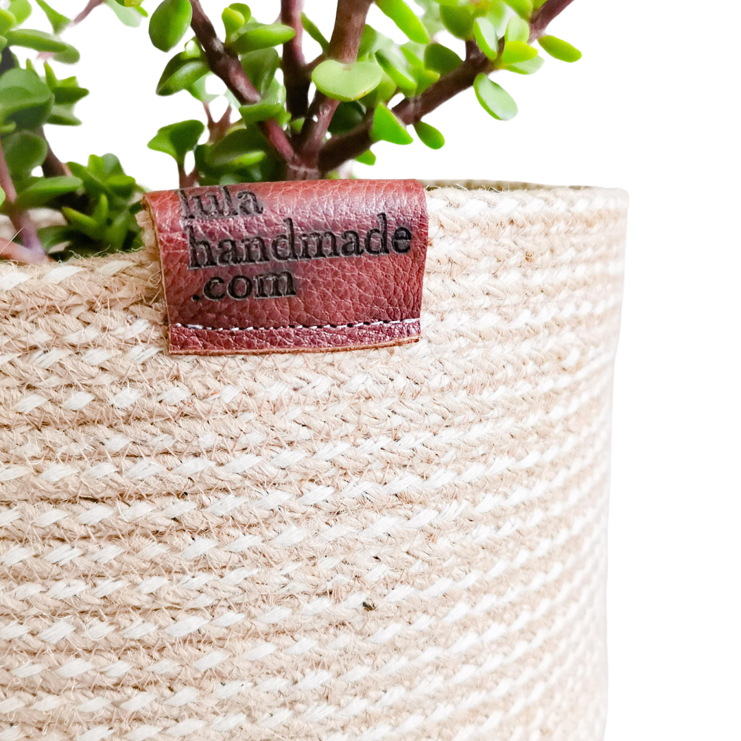 Jute Rope Utility Basket/ Planter. Close up view