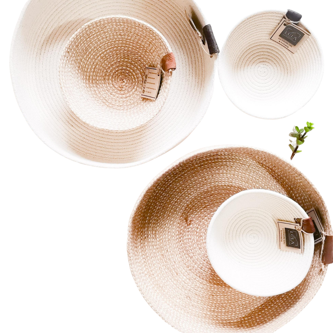 Large and Small Jute and Cotton Rope bowls