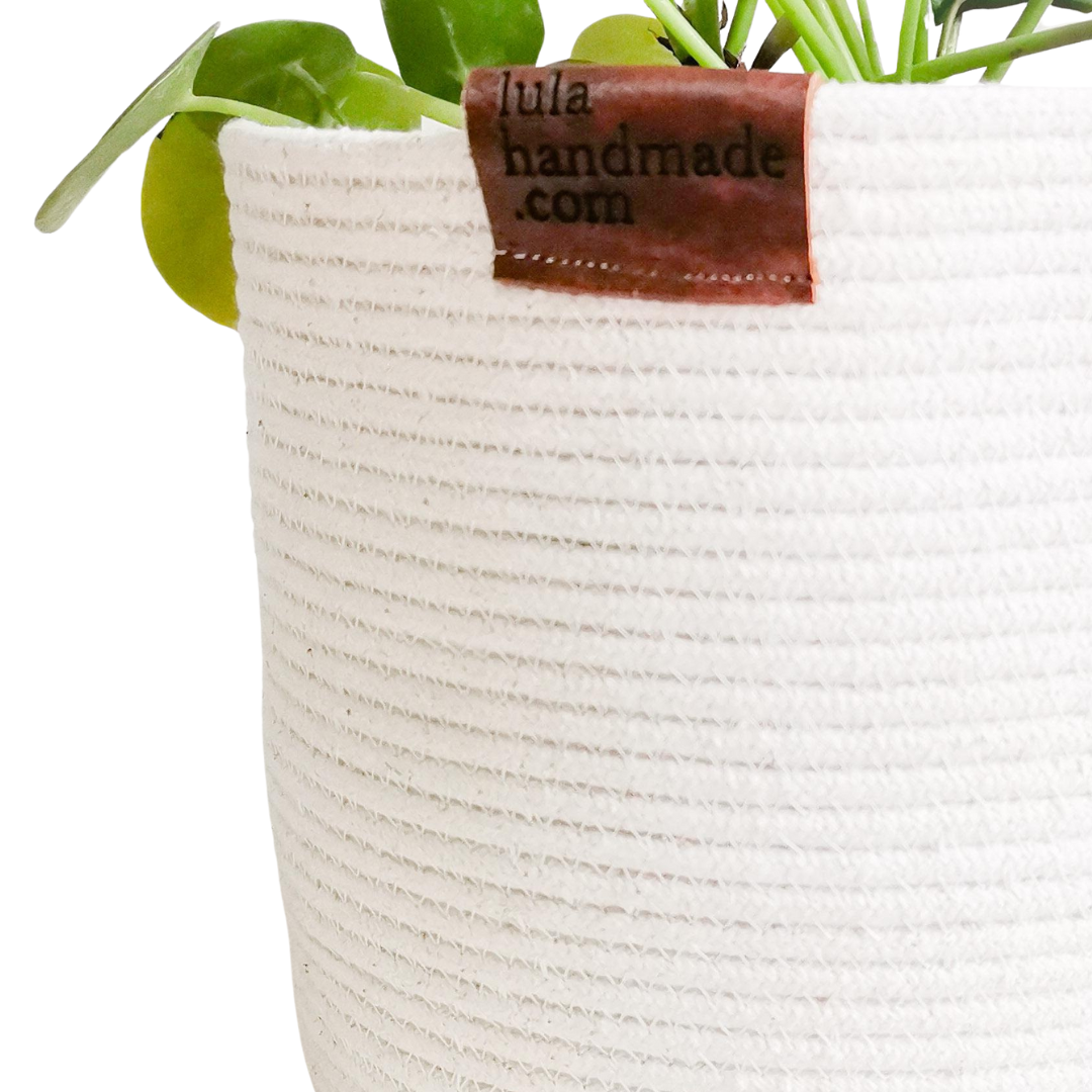 Cotton Rope Utility Basket/ Planter.  Close up View