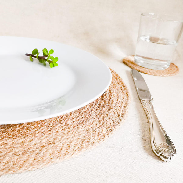 Jute Rope Placemats and Coasters table setting