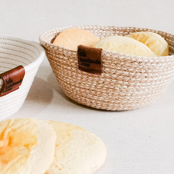 Small Jute Rope bowl with cookies