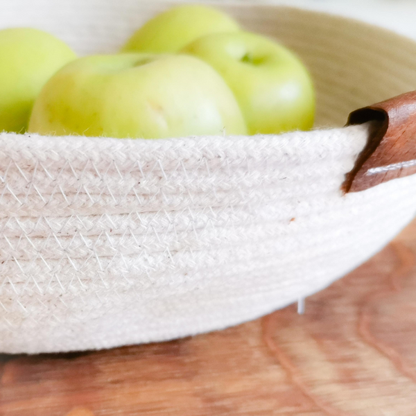 Large Cotton Rope bowl with apples