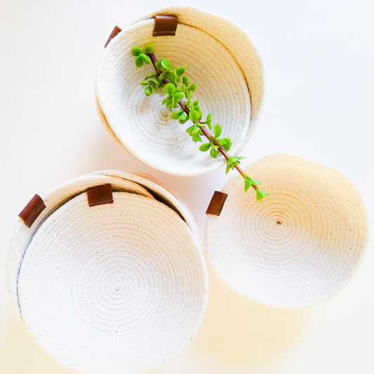 Groups of Small Cotton Rope bowls
