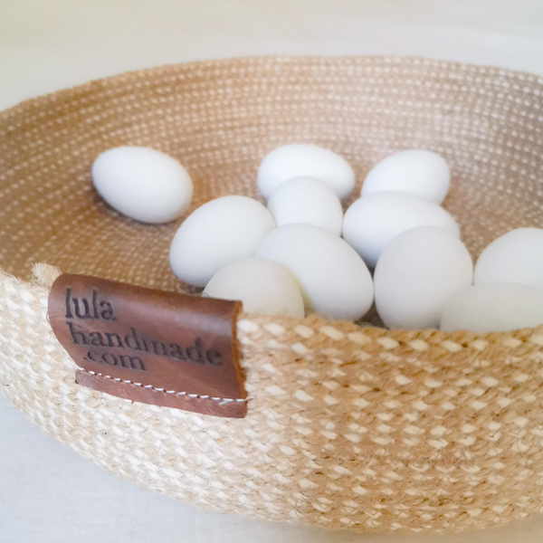 Large Jute Rope bowl with easter eggs