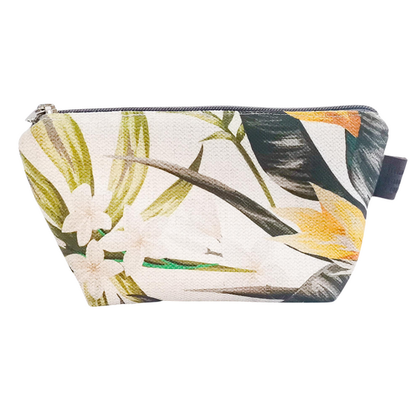 Lined Fabric Cosmetic zipper pouch made with sterilizia printed fabric