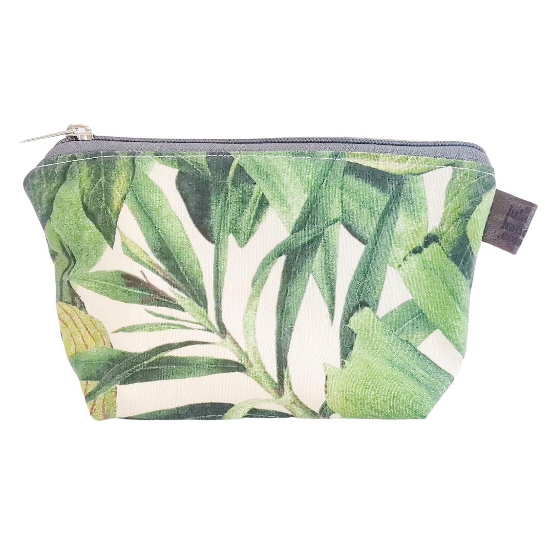 Lined Fabric Cosmetic zipper pouch made with classic tropical printed fabric